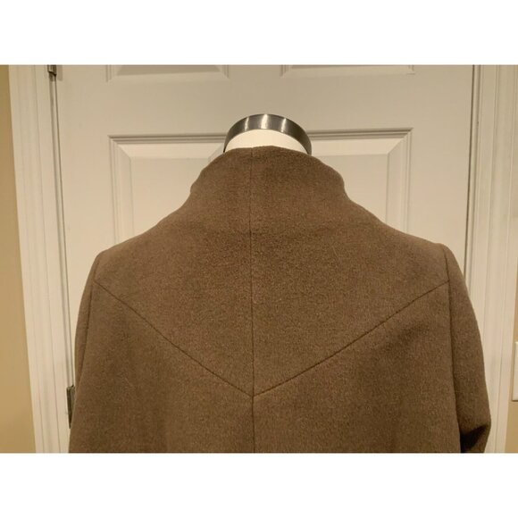 BCBG Max Azria Brown Asymmetrical Wool Blend Coat, Size Large - Picture 8 of 9